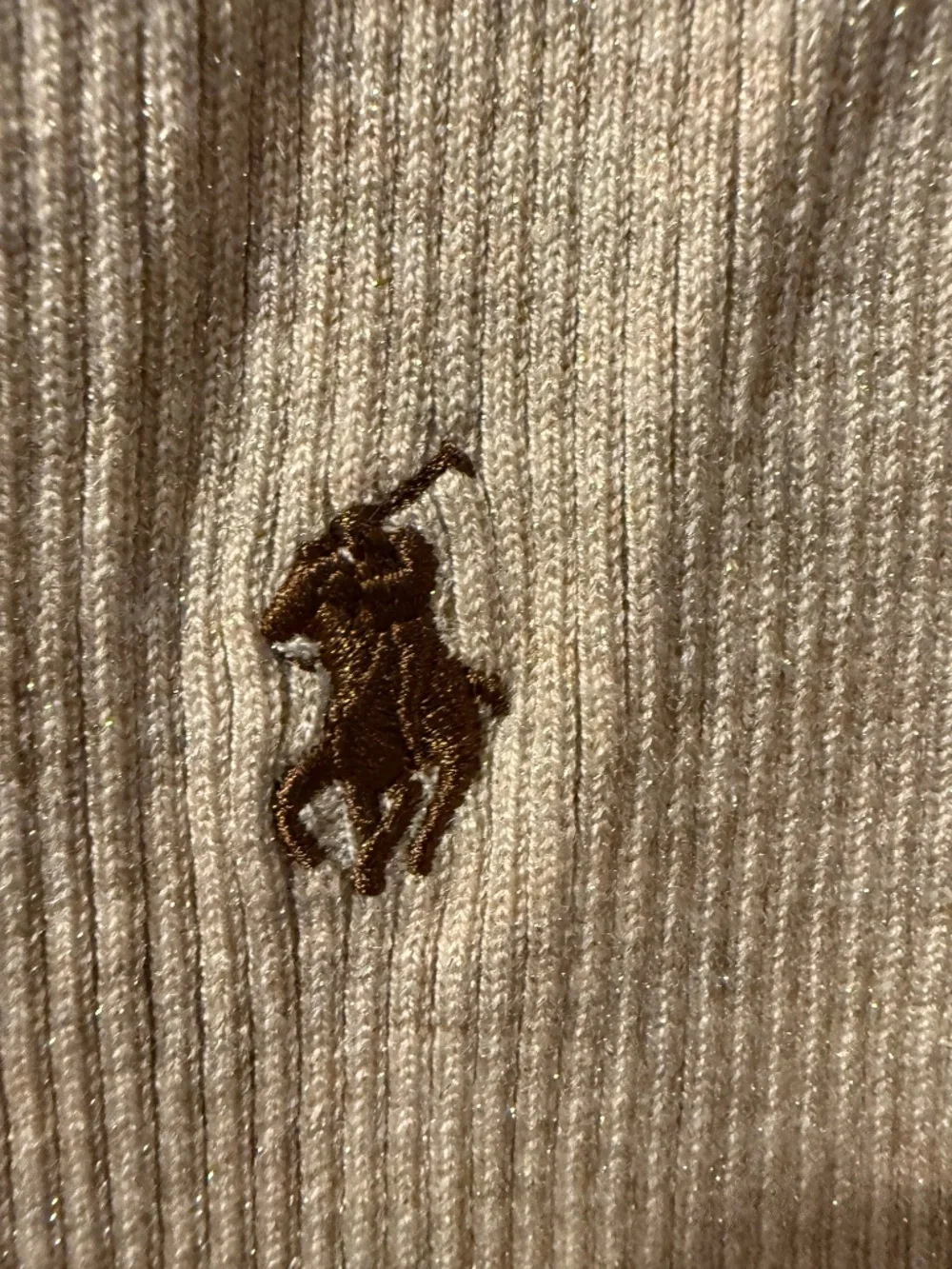 Polo Ralph Lauren Beige Ribbed V-Neck Button Vest - Size M (Fits Small)